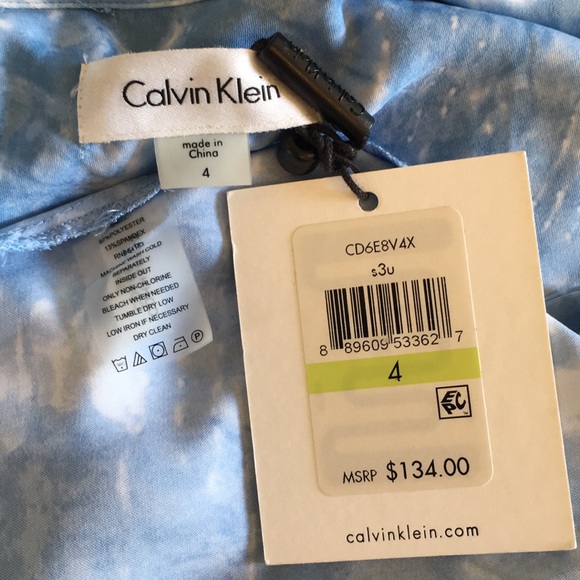 NWT Calvin Klein Blue/White Sleeveless Shirt Dress - Picture 10 of 11